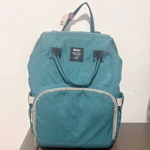 Teal Diaper Bag Backpack with Front Pocket
